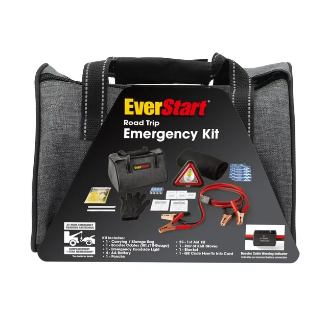 Everstart Road Trip Safety Kit with 10 Gauge Smart Booster Cables